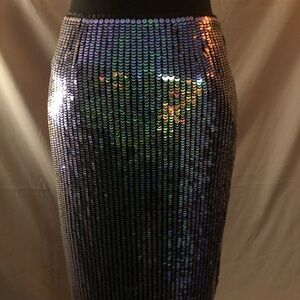 Blue/Green Sequined Mermaid Pencil Skirt